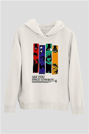 Cowboy Bebop Baskılı Beyaz Unisex Hoodie