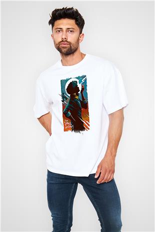 Cowboy Bebop Baskılı Beyaz Unisex Oversize Tişört - Tshirt