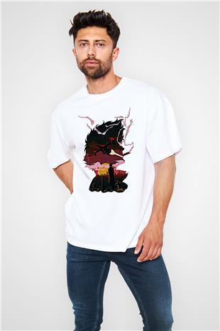 Cowboy Bebop Baskılı Beyaz Unisex Oversize Tişört - Tshirt