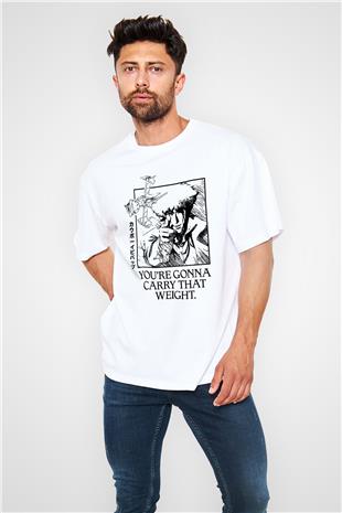 Cowboy Bebop Baskılı Beyaz Unisex Oversize Tişört - Tshirt