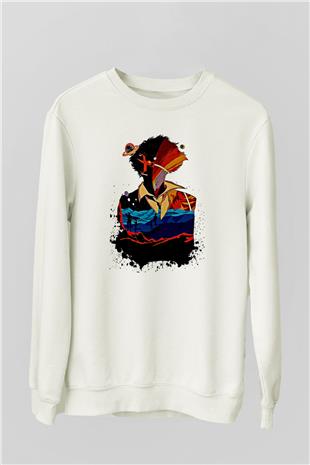 Cowboy Bebop Baskılı Beyaz Unisex Sweatshirt