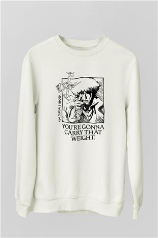 Cowboy Bebop Baskılı Beyaz Unisex Sweatshirt