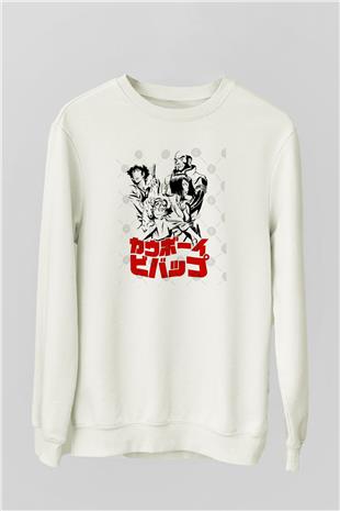 Cowboy Bebop Baskılı Beyaz Unisex Sweatshirt