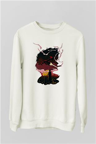 Cowboy Bebop Baskılı Beyaz Unisex Sweatshirt