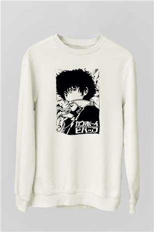 Cowboy Bebop Baskılı Beyaz Unisex Sweatshirt