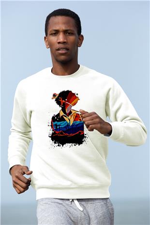 Cowboy Bebop Baskılı Beyaz Unisex Sweatshirt