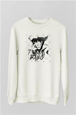 Cowboy Bebop Baskılı Beyaz Unisex Sweatshirt