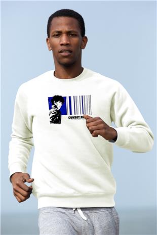 Cowboy Bebop Baskılı Beyaz Unisex Sweatshirt
