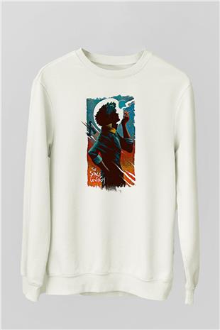 Cowboy Bebop Baskılı Beyaz Unisex Sweatshirt