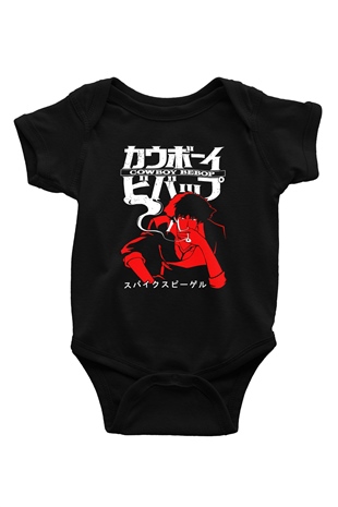 Cowboy Bebop Baskılı Unisex Siyah Bebek Body - Zıbın