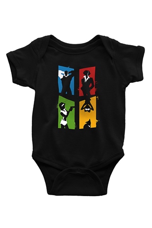 Cowboy Bebop Baskılı Unisex Siyah Bebek Body - Zıbın