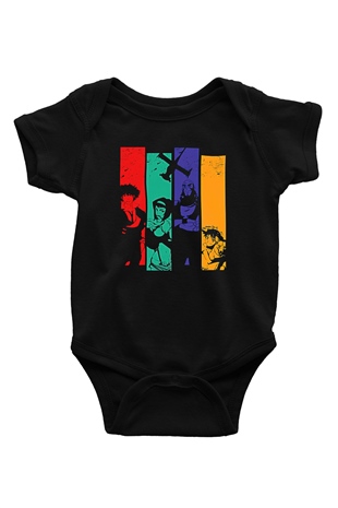 Cowboy Bebop Baskılı Unisex Siyah Bebek Body - Zıbın