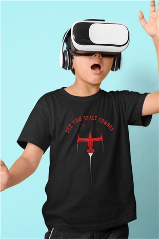 Cowboy Bebop Baskılı Unisex Siyah Çocuk Tişört - Tshirt