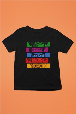 Cowboy Bebop Baskılı Unisex Siyah Çocuk Tişört - Tshirt