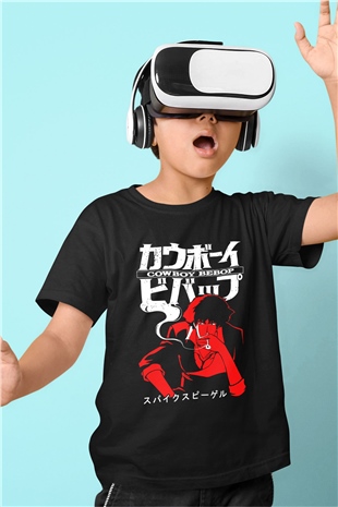 Cowboy Bebop Baskılı Unisex Siyah Çocuk Tişört - Tshirt