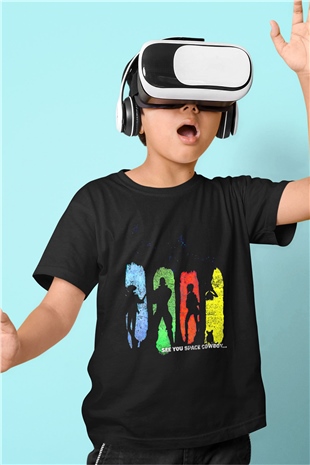 Cowboy Bebop Baskılı Unisex Siyah Çocuk Tişört - Tshirt