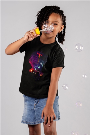 Cowboy Bebop Baskılı Unisex Siyah Çocuk Tişört - Tshirt