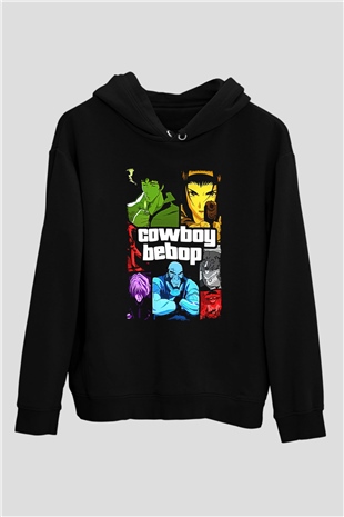 Cowboy Bebop Baskılı Unisex Siyah Hoodie