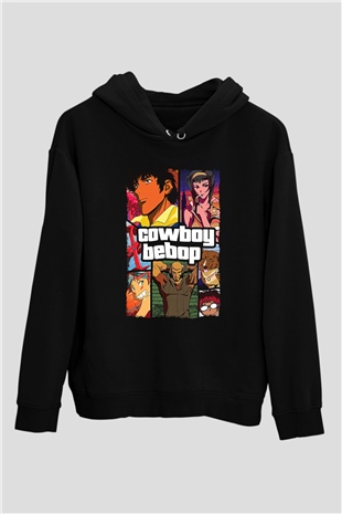 Cowboy Bebop Baskılı Unisex Siyah Hoodie