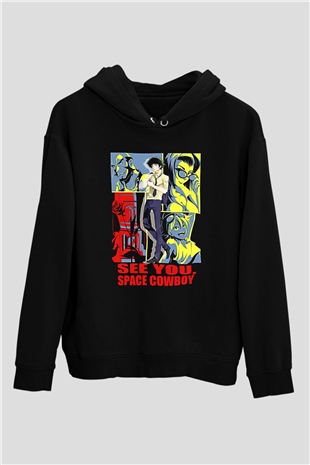 Cowboy Bebop Baskılı Unisex Siyah Hoodie