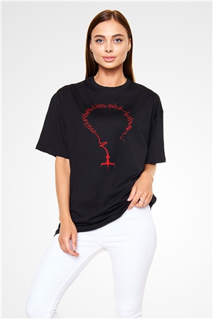 Cowboy Bebop Baskılı Unisex Siyah Oversize Tişört - Tshirt