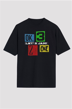 Cowboy Bebop Baskılı Unisex Siyah Oversize Tişört - Tshirt