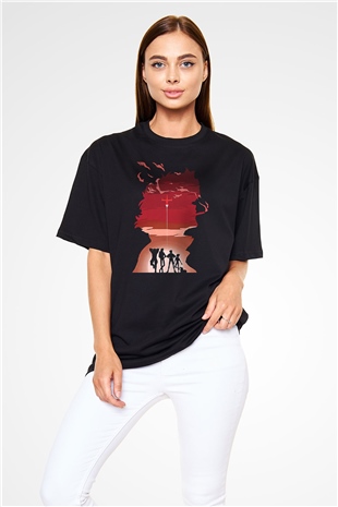Cowboy Bebop Baskılı Unisex Siyah Oversize Tişört - Tshirt