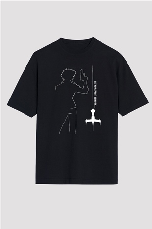 Cowboy Bebop Baskılı Unisex Siyah Oversize Tişört - Tshirt