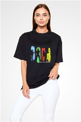 Cowboy Bebop Baskılı Unisex Siyah Oversize Tişört - Tshirt