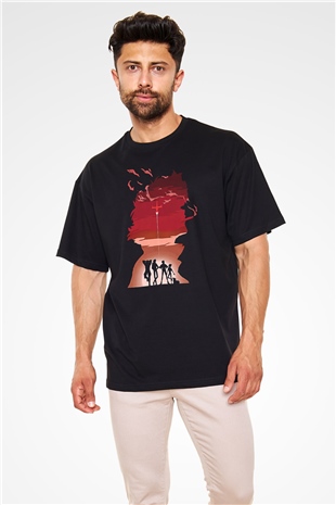 Cowboy Bebop Baskılı Unisex Siyah Oversize Tişört - Tshirt
