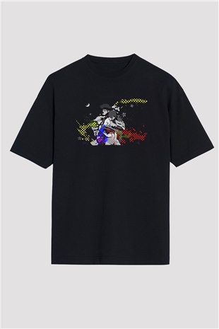Cowboy Bebop Baskılı Unisex Siyah Oversize Tişört - Tshirt