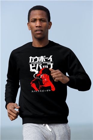 Cowboy Bebop Baskılı Unisex Siyah Sweatshirt