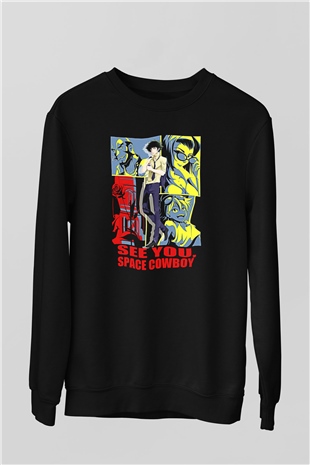Cowboy Bebop Baskılı Unisex Siyah Sweatshirt
