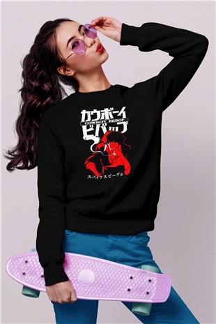 Cowboy Bebop Baskılı Unisex Siyah Sweatshirt