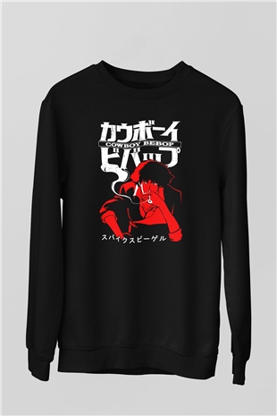 Cowboy Bebop Baskılı Unisex Siyah Sweatshirt