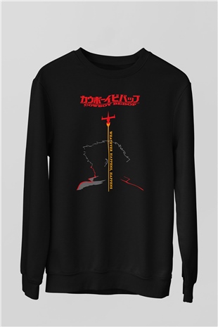 Cowboy Bebop Baskılı Unisex Siyah Sweatshirt