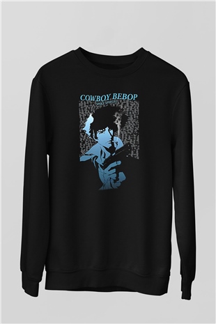 Cowboy Bebop Baskılı Unisex Siyah Sweatshirt