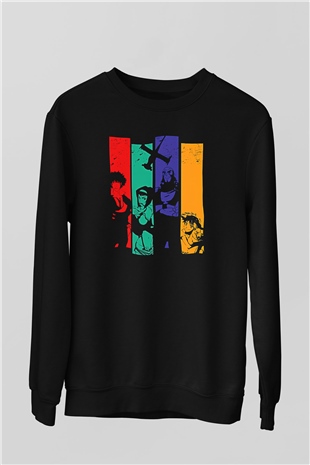 Cowboy Bebop Baskılı Unisex Siyah Sweatshirt