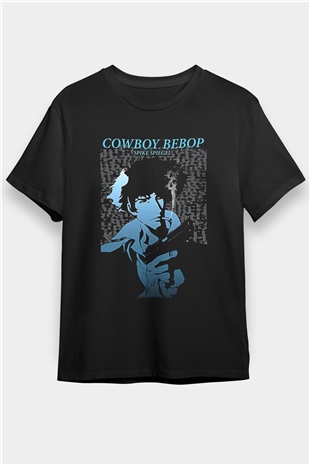Cowboy Bebop Baskılı Unisex Siyah Tişört - Tshirt