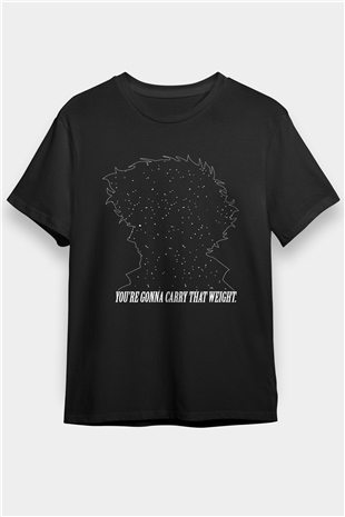 Cowboy Bebop Baskılı Unisex Siyah Tişört - Tshirt