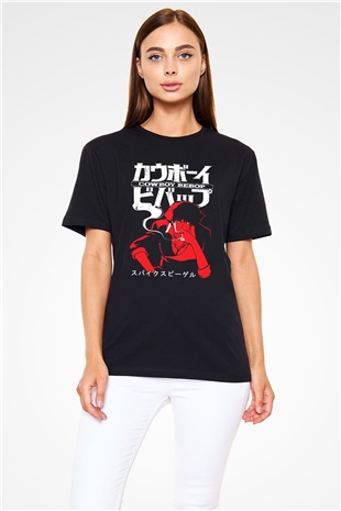 Cowboy Bebop Baskılı Unisex Siyah Tişört - Tshirt