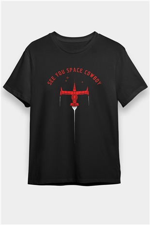 Cowboy Bebop Baskılı Unisex Siyah Tişört - Tshirt