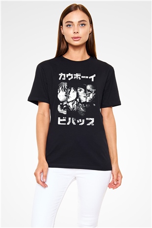 Cowboy Bebop Baskılı Unisex Siyah Tişört - Tshirt