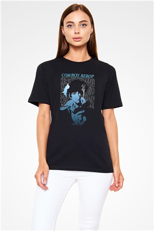 Cowboy Bebop Baskılı Unisex Siyah Tişört - Tshirt