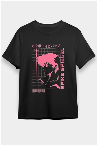 Cowboy Bebop Baskılı Unisex Siyah Tişört - Tshirt