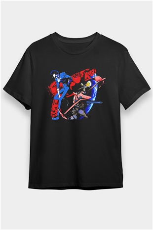 Cowboy Bebop Baskılı Unisex Siyah Tişört - Tshirt