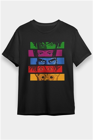Cowboy Bebop Baskılı Unisex Siyah Tişört - Tshirt