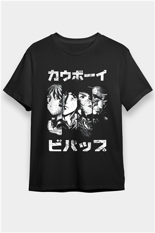 Cowboy Bebop Baskılı Unisex Siyah Tişört - Tshirt