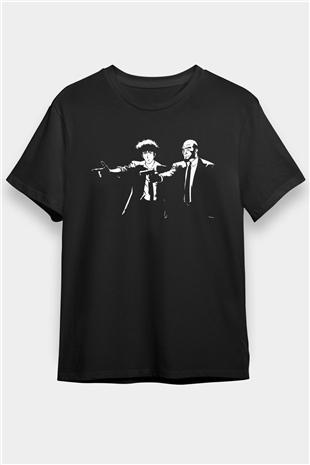 Cowboy Bebop Baskılı Unisex Siyah Tişört - Tshirt