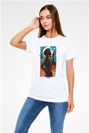 Cowboy Bebop Unisex Baskılı Beyaz Tişört - Tshirt